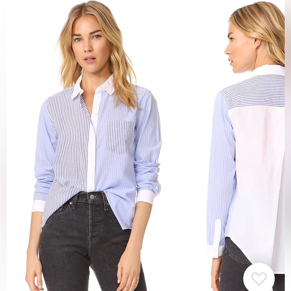 Rails Emory button down. Blue & white mixed stripes with all white back. Sz S.